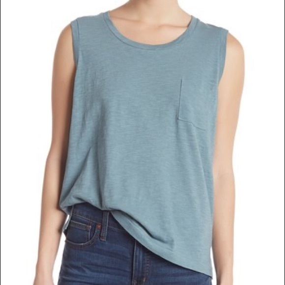 Madewell Tops - ☀️Madewell Muted Teal Blue Muscle Tank